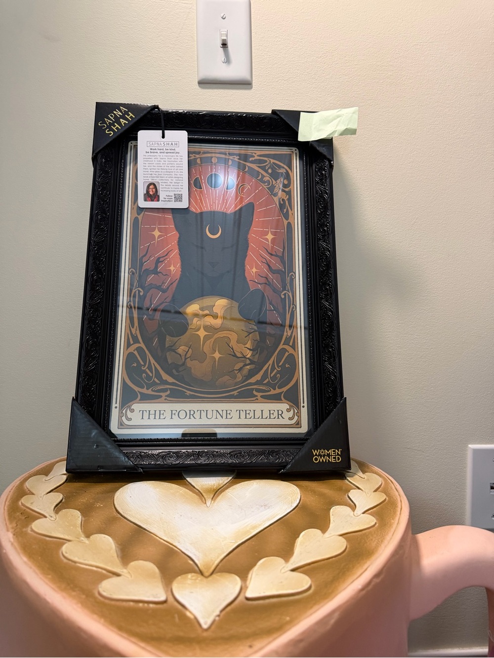 Sapna Shah Halloween Tarot Card The Fortune Teller Black Cat Framed Wall Picture